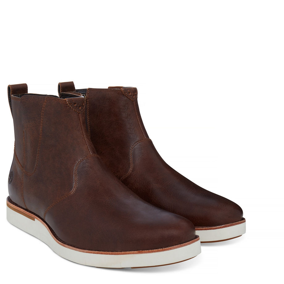 Timberland Men's Preston Hills Chelsea Vintage Brown Light Potting Soil Dusk