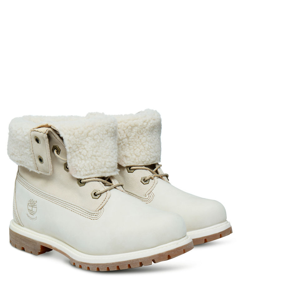 Timberland Women's Authentics Teddy Fleece Fold-Down White Winter White