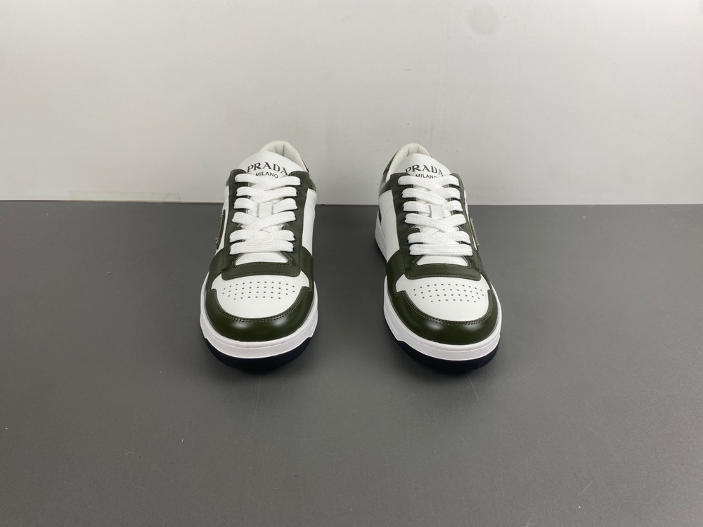Prada Downtown Low Top Sneakers Leather Dark Green