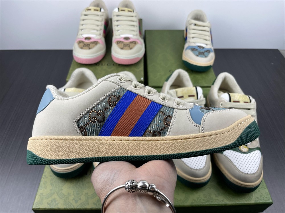 Gucci Men Blue Screener Sneaker