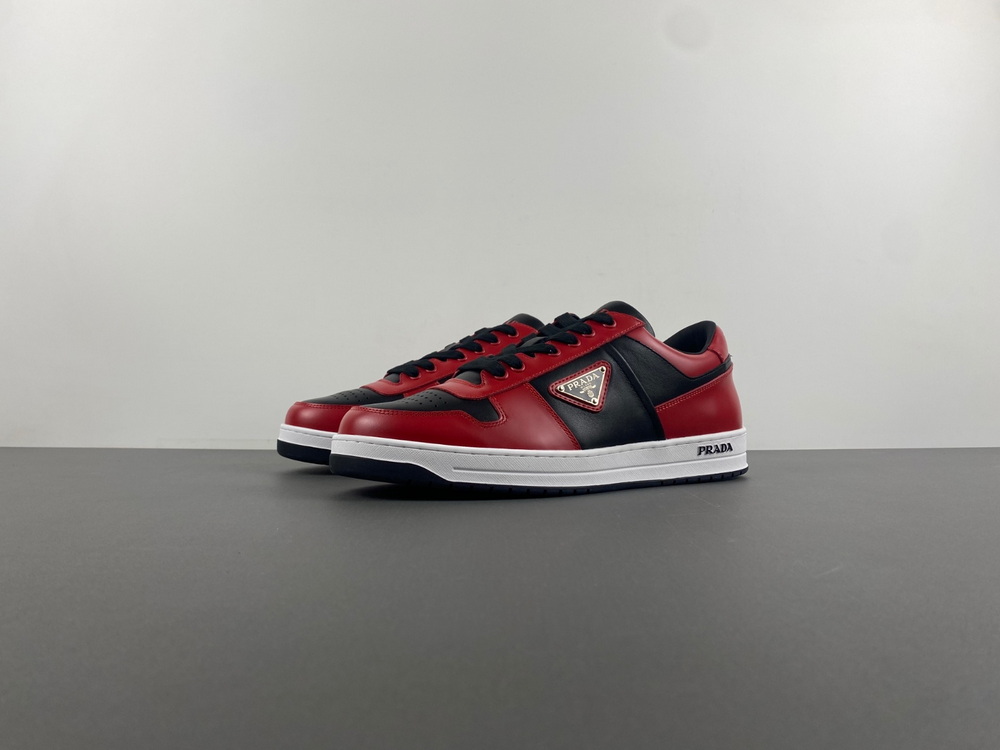 Prada Downtown Low Top Sneakers Leather Red Black
