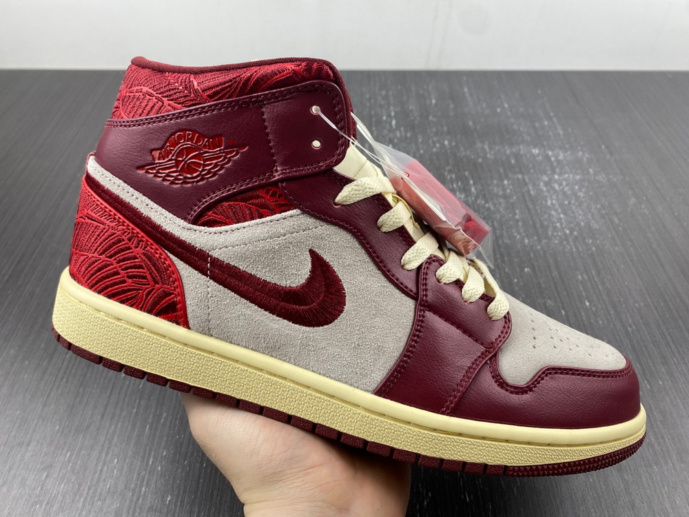 Jordan 1 Mid SE Tiki Leaf Team Red