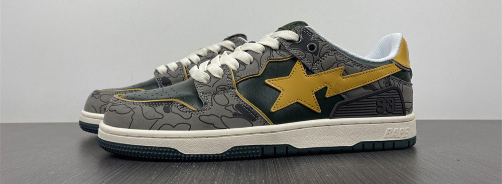 A Bathing Ape Bape SK8 Sta Grey Mustard Yellow