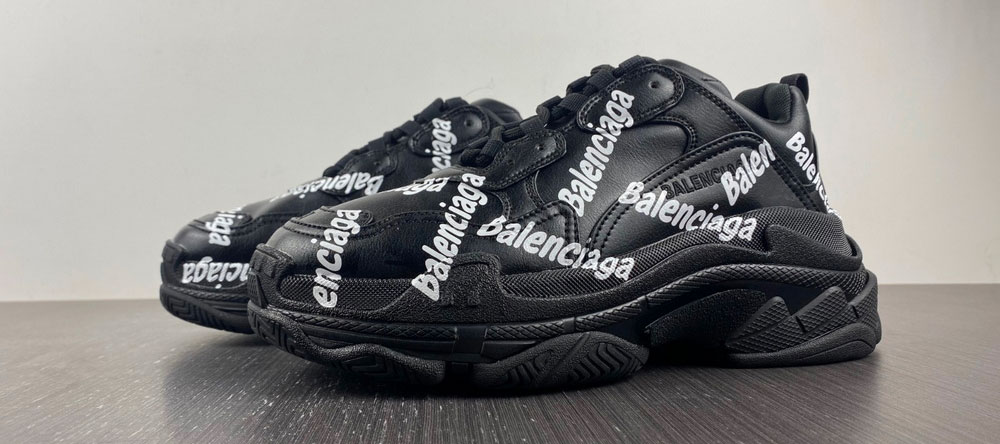 Balenciaga Triple S Allover Logo Black