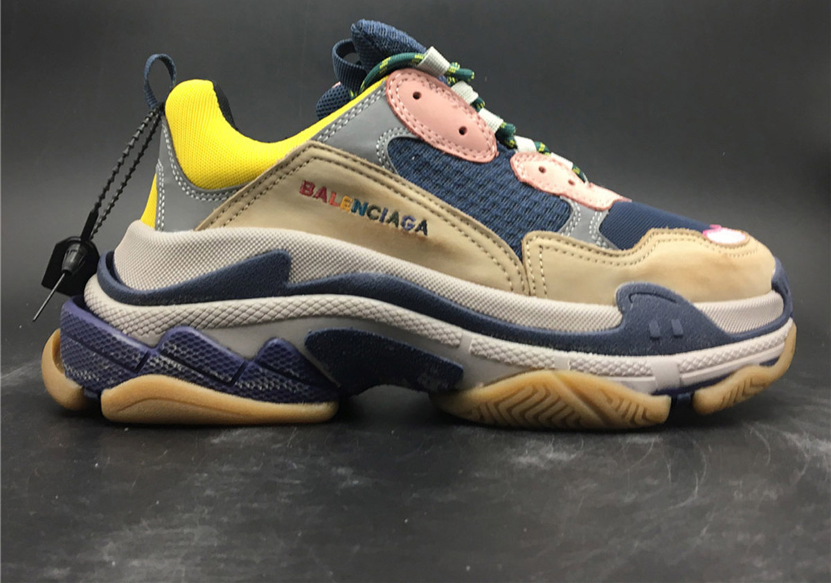 Balenciaga Black Triple S Yellow Grey Pink Sneakers