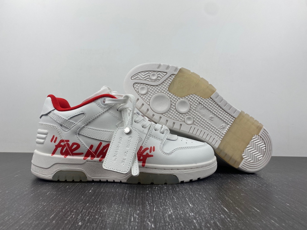 OFF-WHITE Out Of Office OOO Low Tops For Walking White White Red FW21