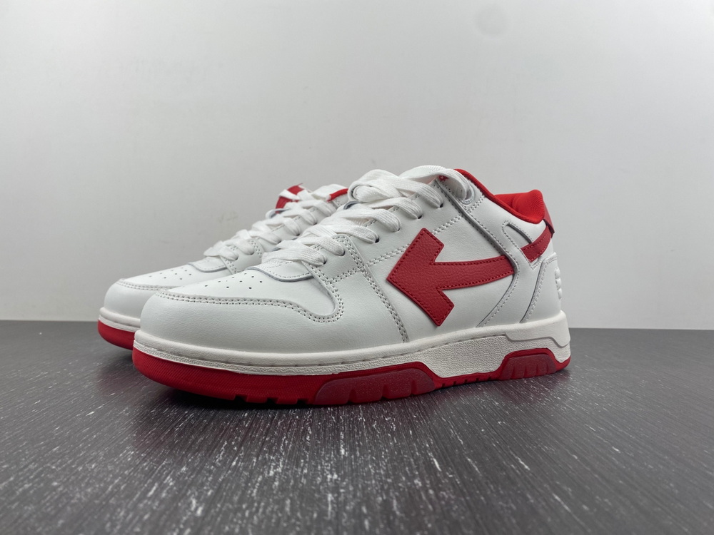 OFF-WHITE Out Of Office OOO Low Tops White Red