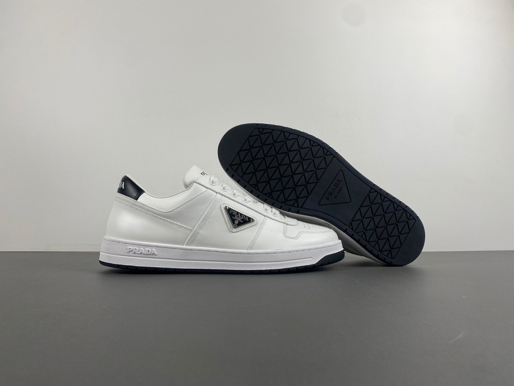 Prada Downtown Low Top Sneakers Leather White White Black