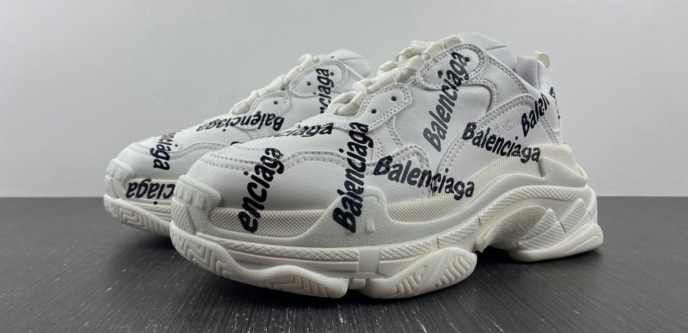 Balenciaga Men Triple S LogoType Sneaker In White