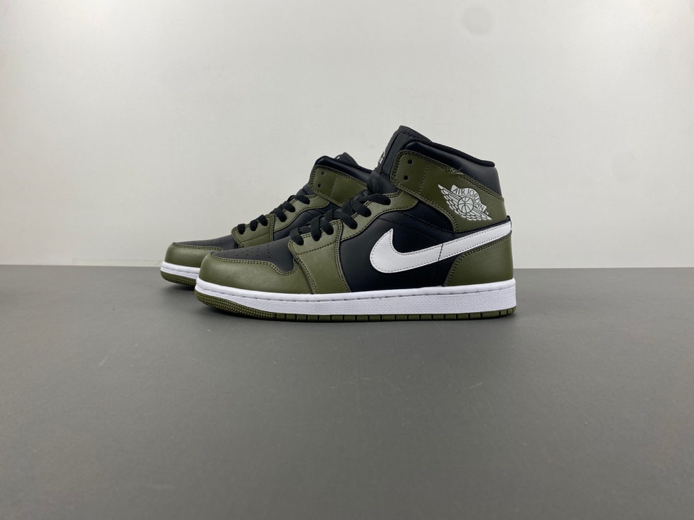 Jordan 1 Mid Black White Olive