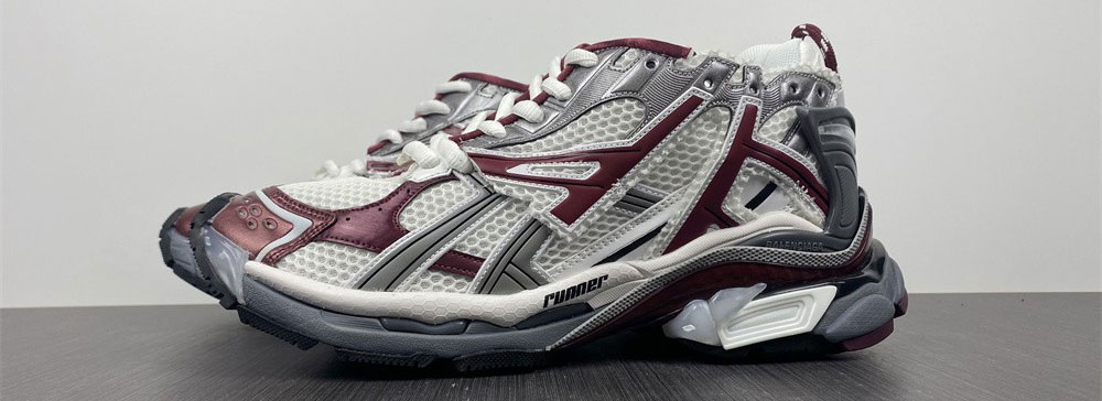 Balenciaga Gray & Burgundy Runner Sneakers