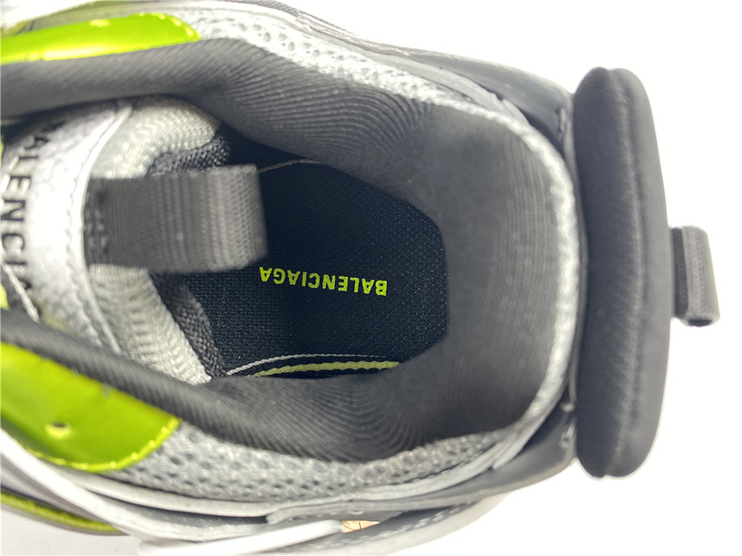 Balenciaga Silver and Green Track Sneakers