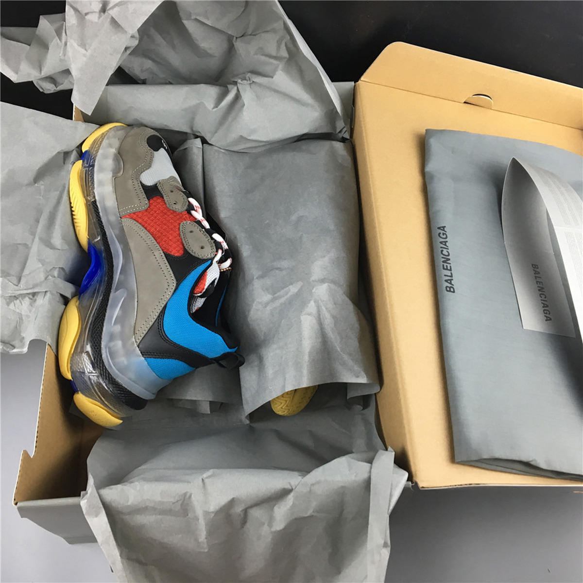 Balenciaga Triple S Dark GreyRed-Blue-Black