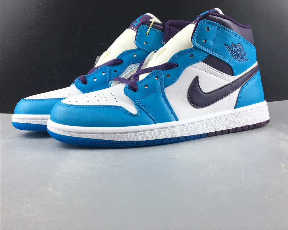 Air Jordan 1 Mid White Blue Purple