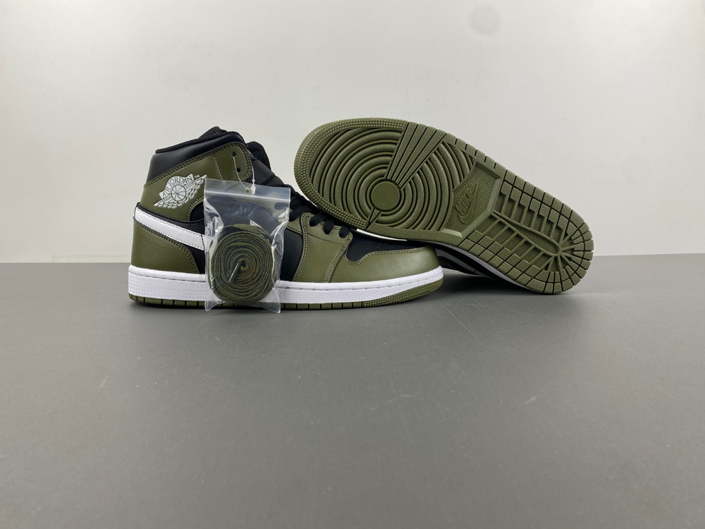 Jordan 1 Mid Black White Olive