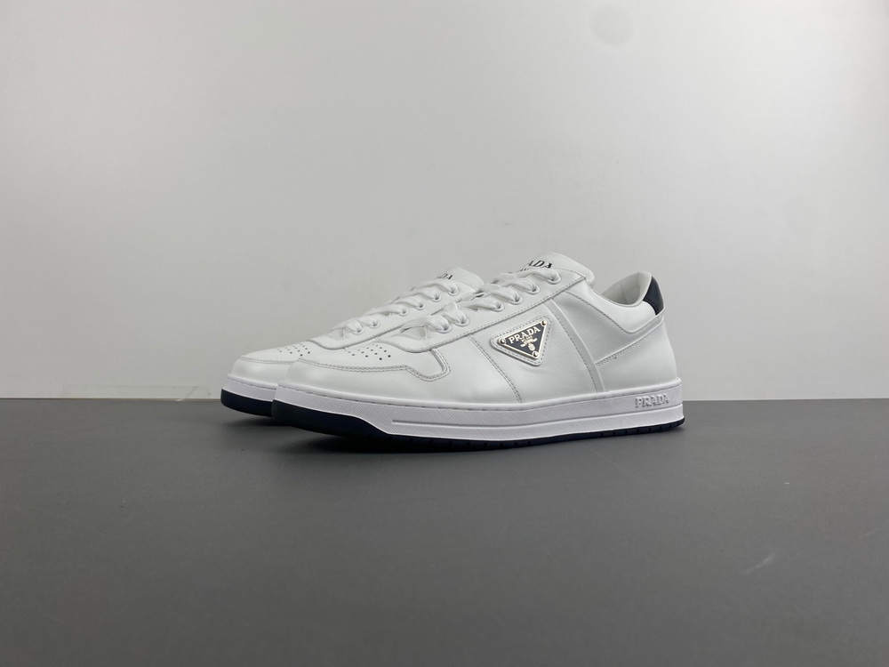 Prada Downtown Low Top Sneakers Leather White White Black