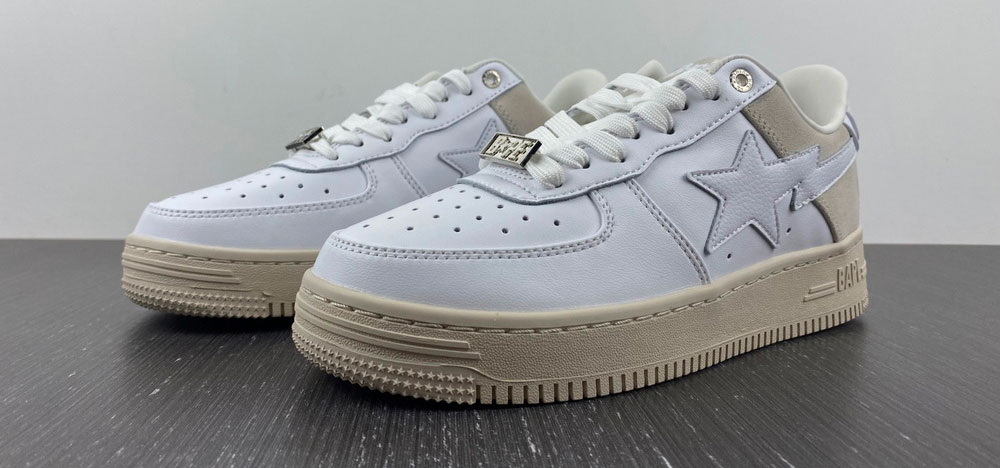 A Bathing Ape Bape Sta Low Suede Heel White