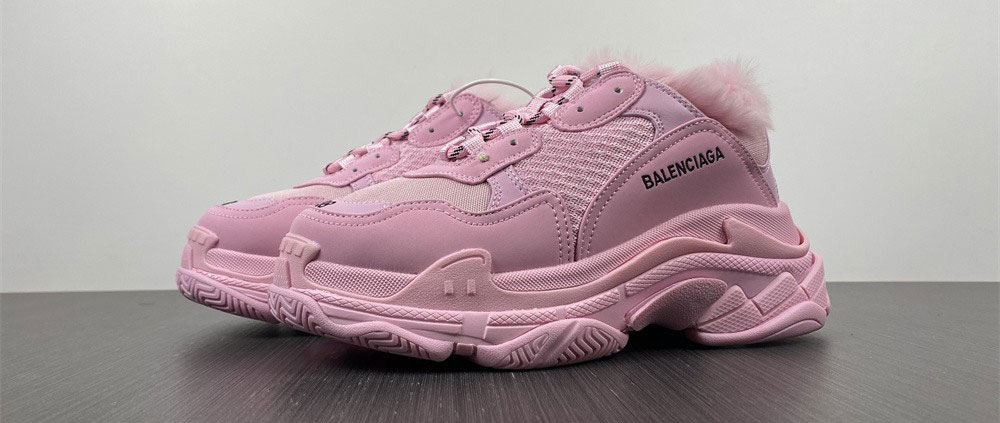 Balenciaga Triple S Sneaker Fake Fur In Pink