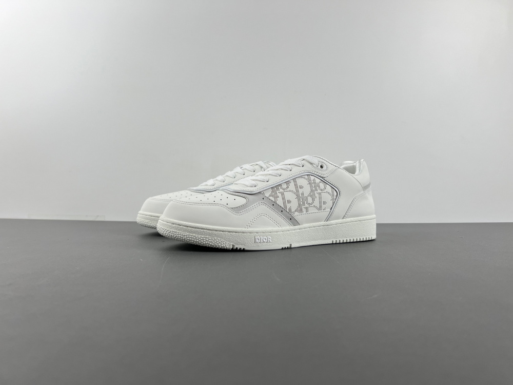 Dior B27 Low White Oblique Leather Silver Gray