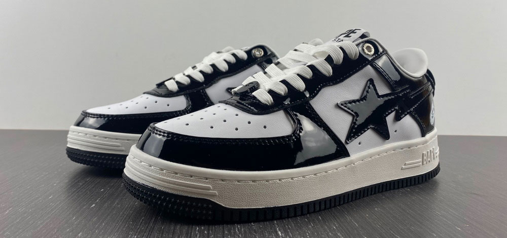 A Bathing Ape Bape Sta Patent Leather Black White