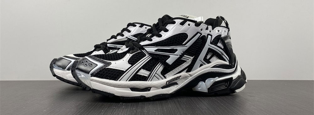 Balenciaga Runner Sneaker in white and black mesh and nylon