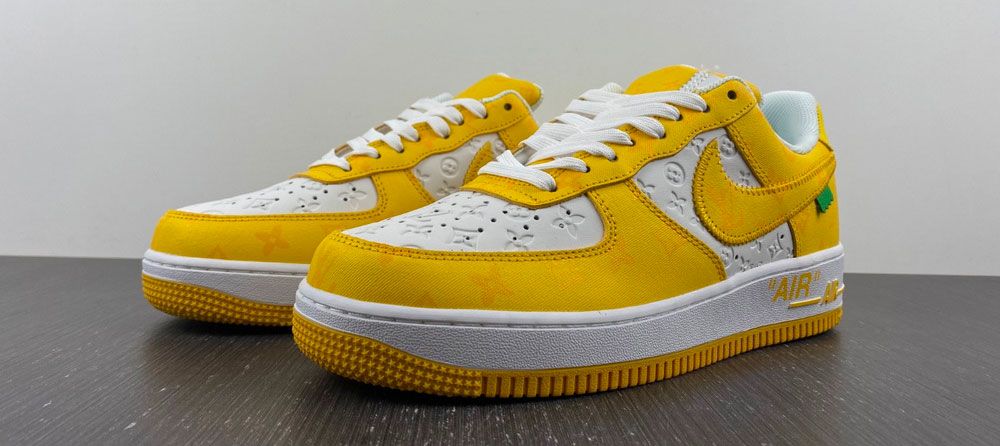 Louis Vuitton Nike Air Force 1 Low By Virgil Abloh White Yellow US 14=48