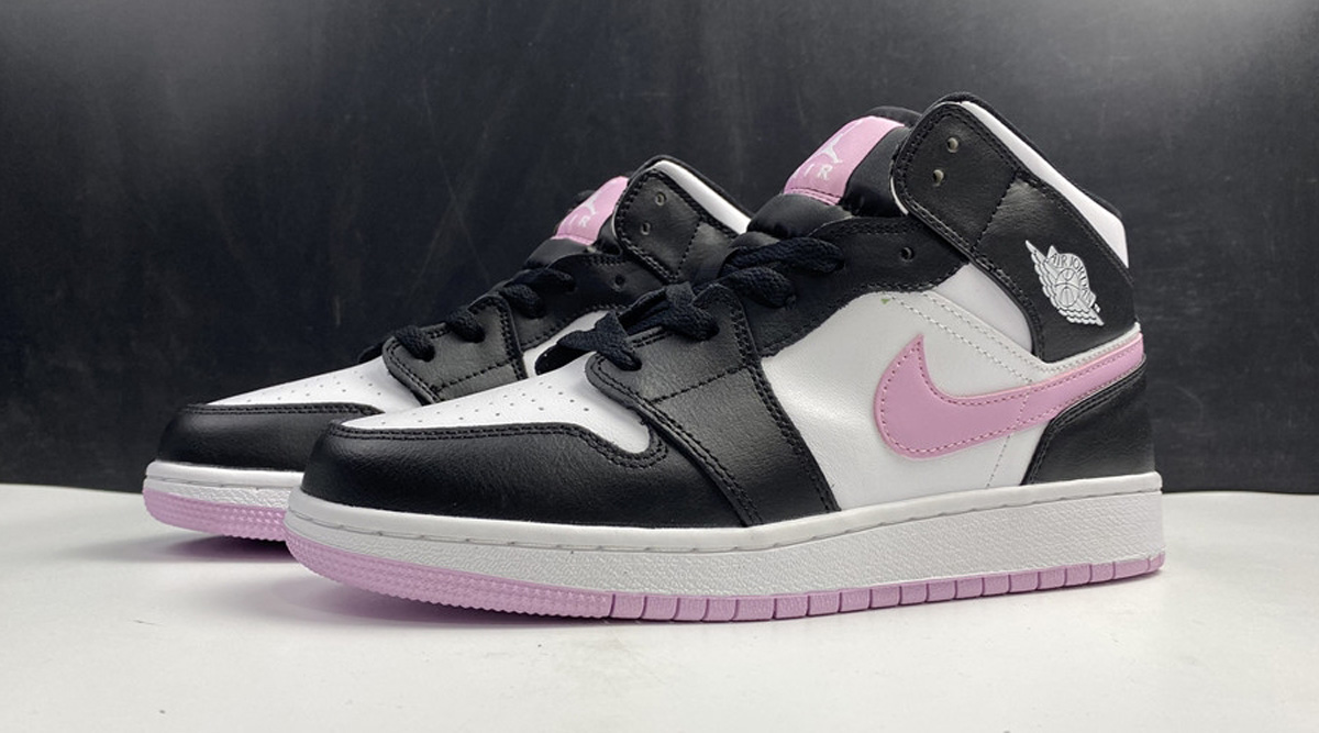 Jordan 1 Mid White Black Light Arctic Pink (GS)