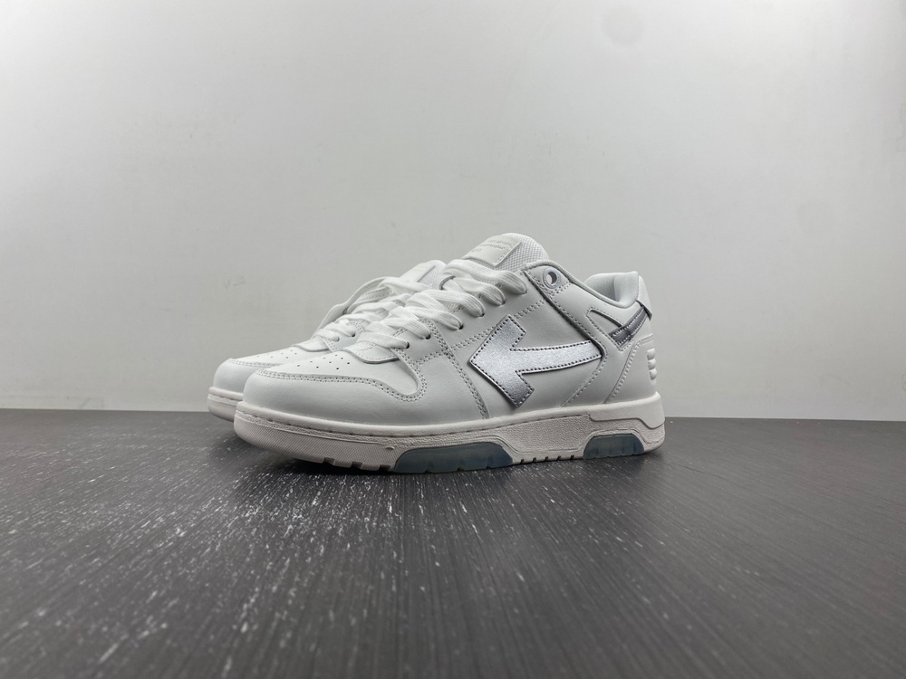 OFF-WHITE Out Of Office OOO Low Tops White Silver