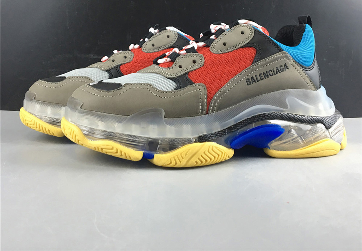 Balenciaga Triple S Dark GreyRed-Blue-Black