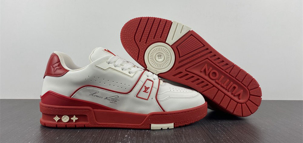 Louis Vuitton Trainer White Red Signature