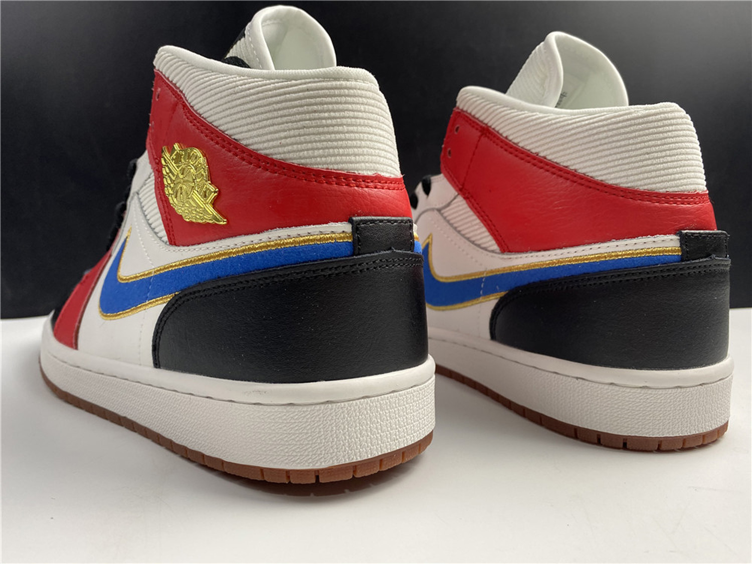 Nike Air Jordan 1 Mid Sail Red Black Blue