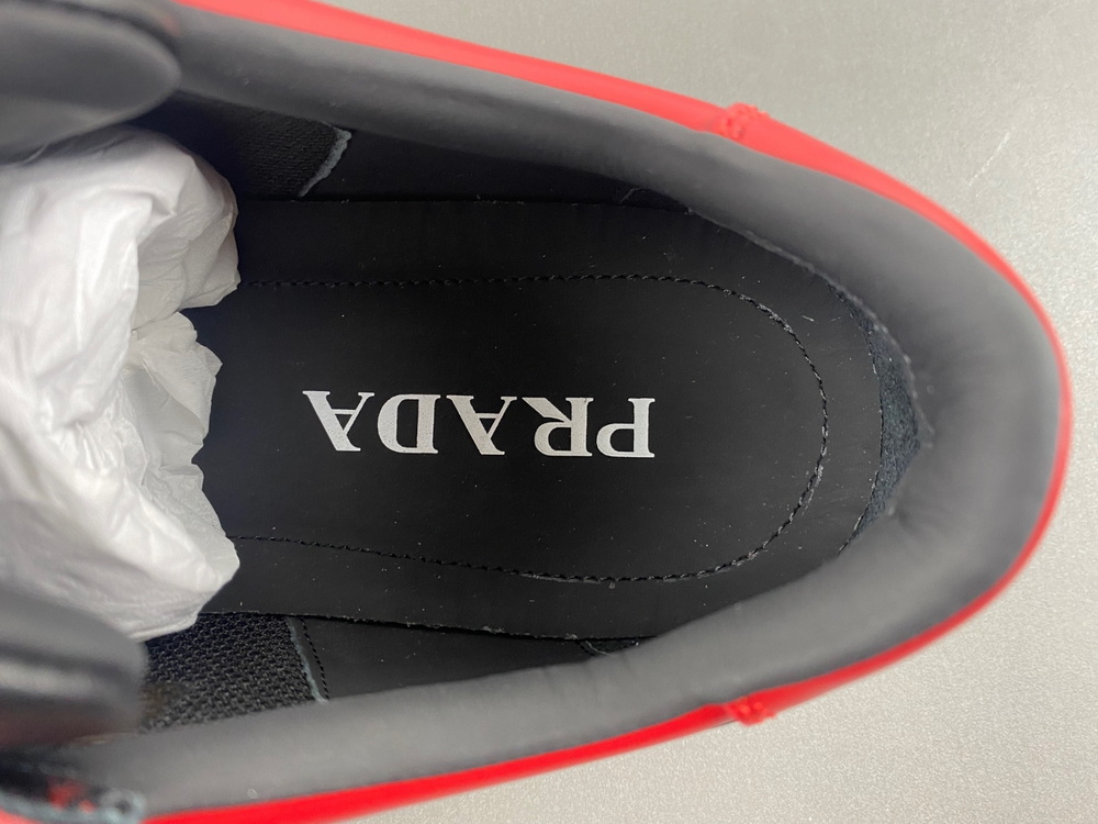 Prada Downtown Low Top Sneakers Leather Red Black