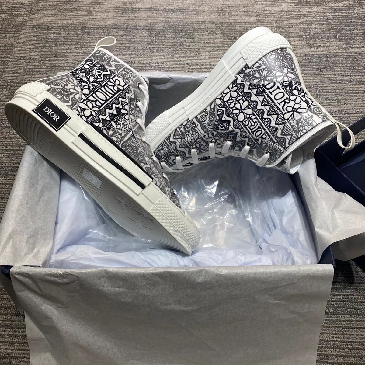 Dior And Shawn B23 High Top Black White Embroidery