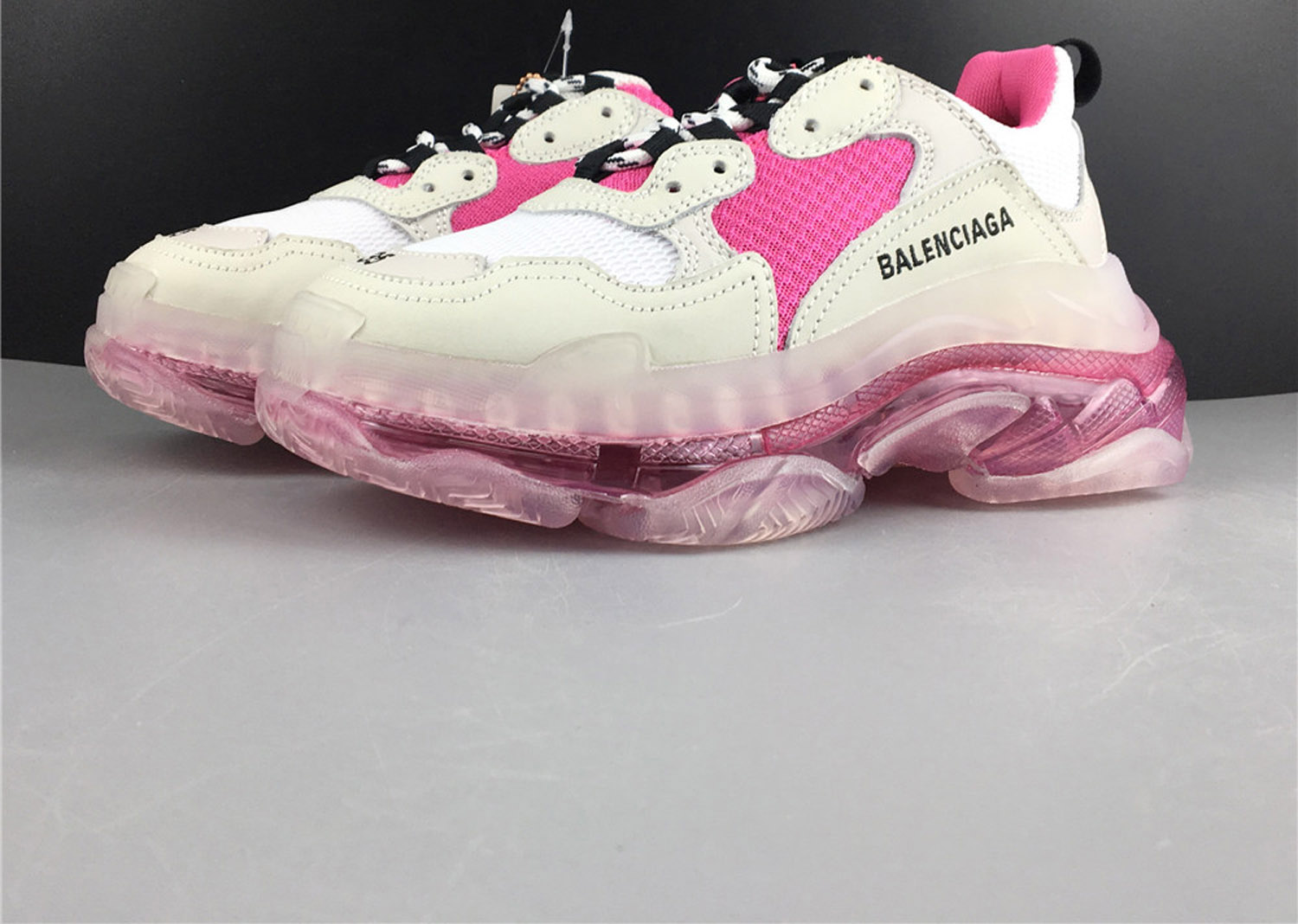 Balenciaga Black Triple S White Pink Sneakers