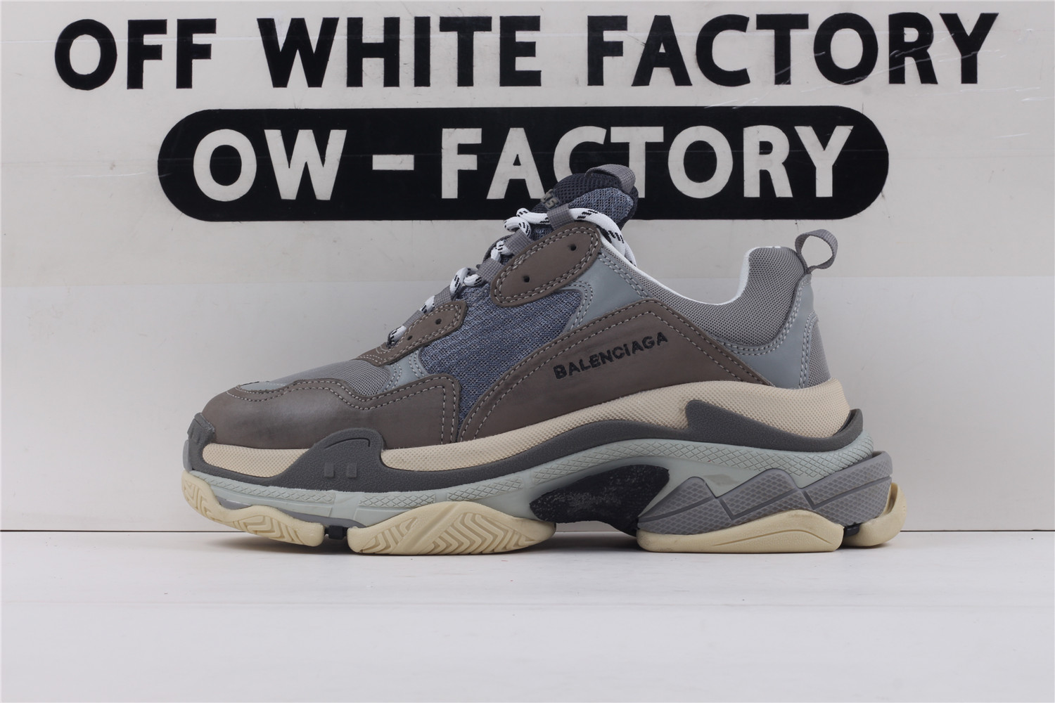 Balenciaga Triple S Mesh Leather Sneakers Grey