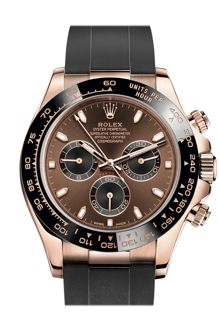 Rolex Daytona 40mm Rose Gold Chocolate Dial Oysterflex Rubber Bracelet 116515LN