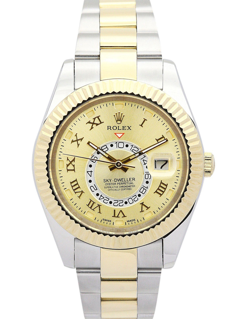 Replica Rolex Sky-Dweller 42mm Gold Dial 326938-2