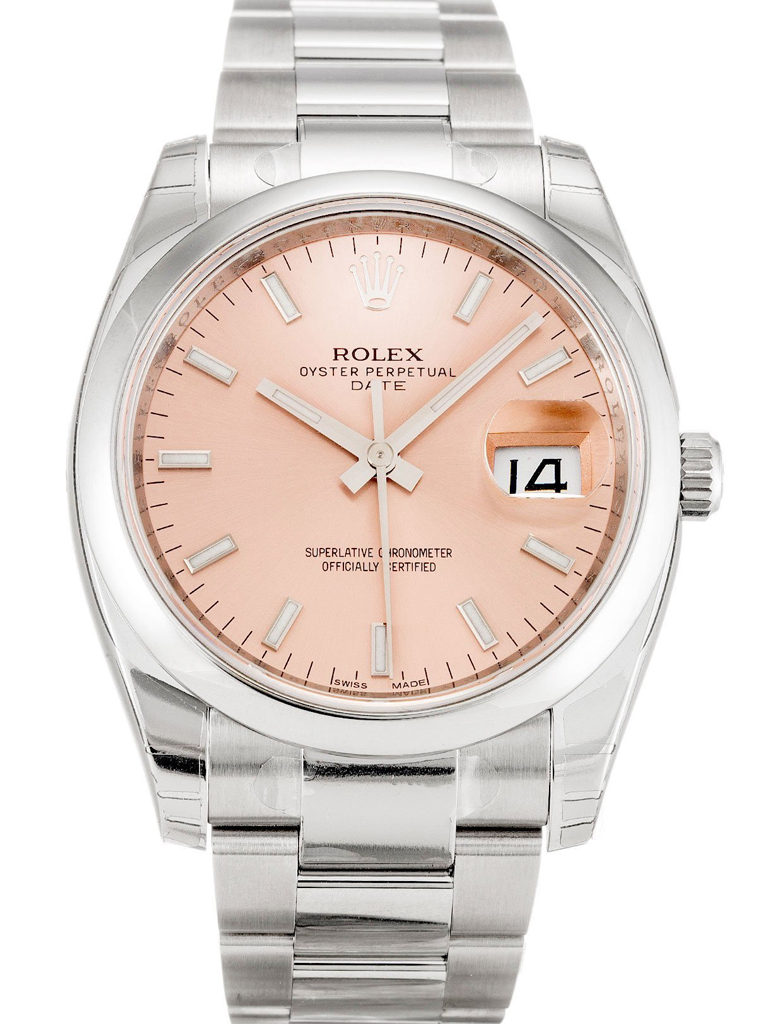 Replica Rolex Oyster Perpetual Date 34mm Salmon Dial 115200