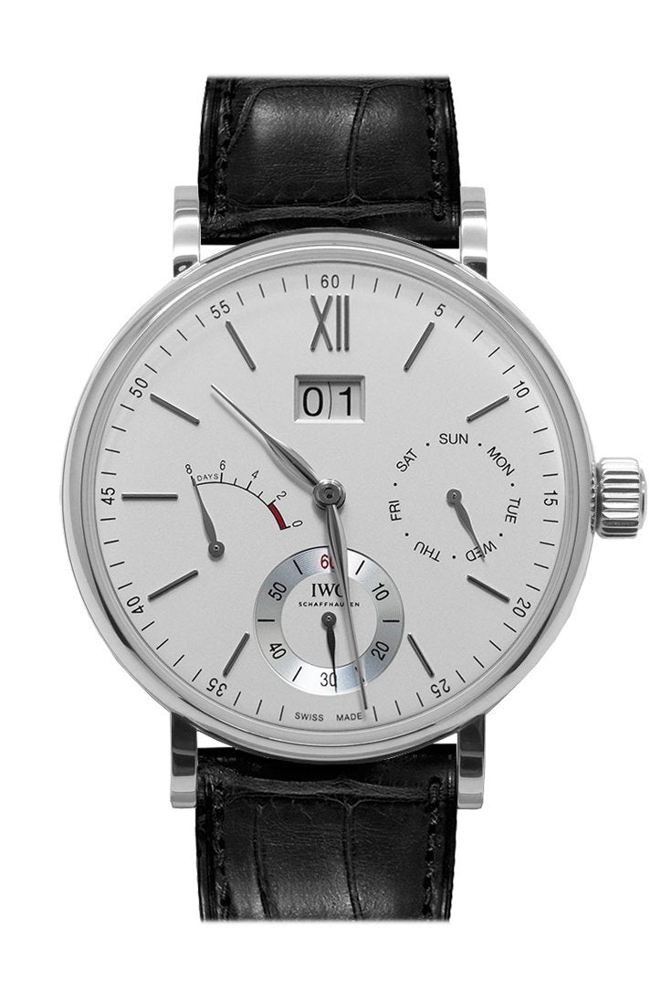 IWC Portofino Day Date Silver-Plated Dial 8 Day Power Reserve 45mm Men's Watch IW516201