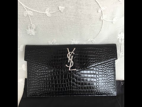 UPTOWN POUCH IN CROCODILE EMBOSSED SHINY LEATHER