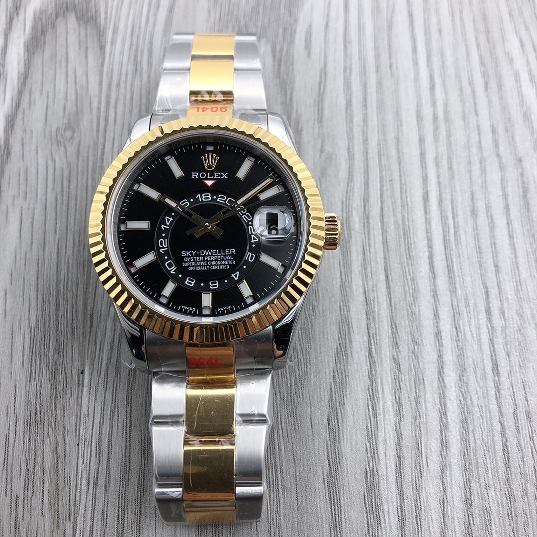 Sky-Dweller Yellow Gold Men's Black Dial Watch