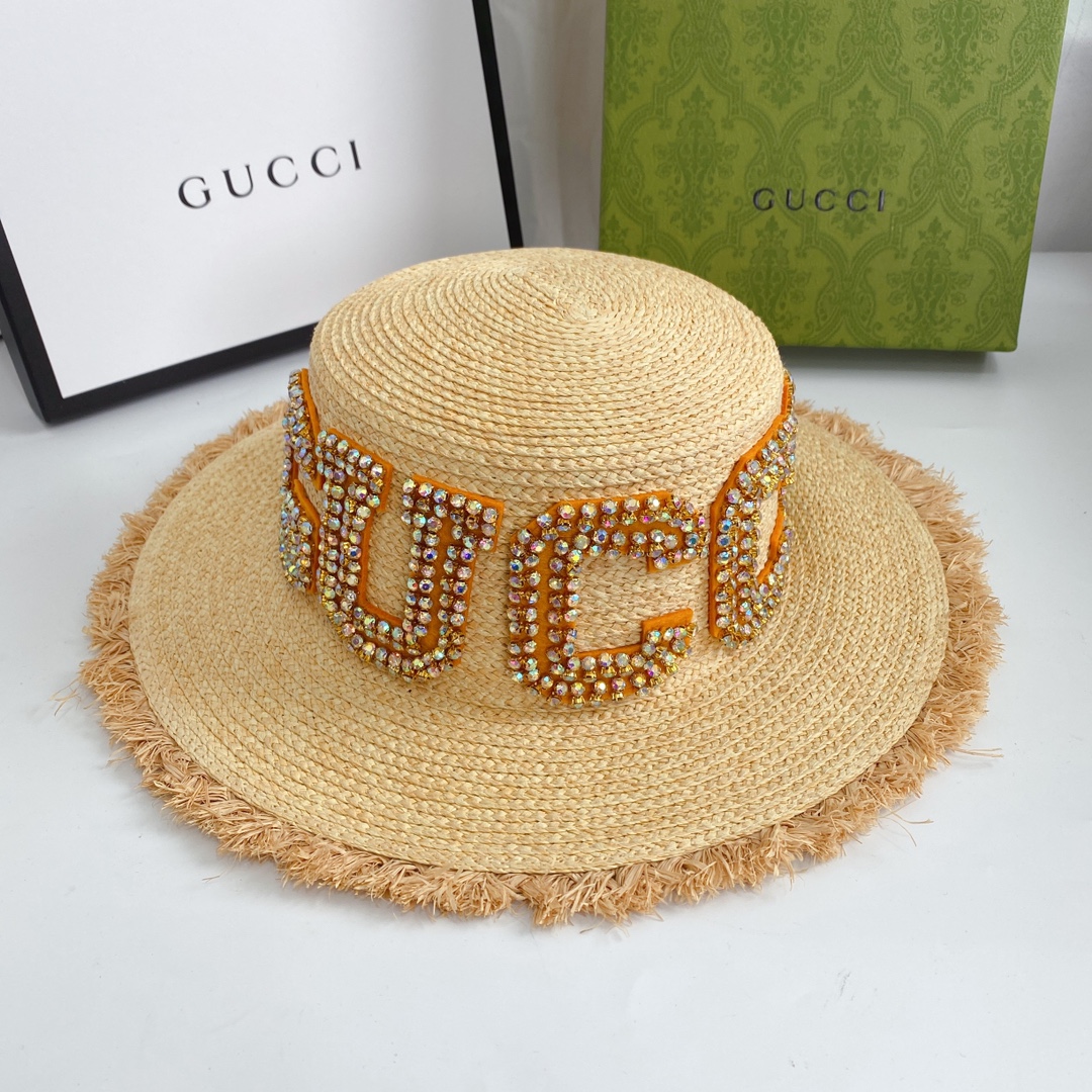 Diamond LOGO broken edge straw hat