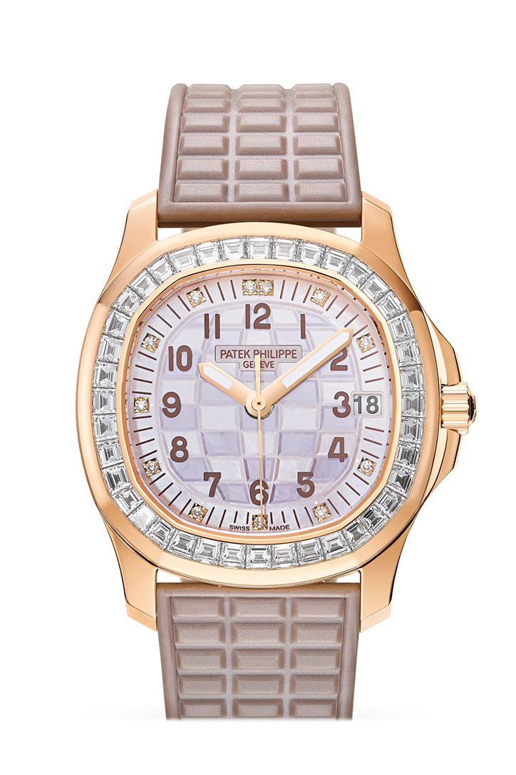 Relica Patek Philippe Aquanaut Luce Haute Joaillerie Rose Gold Diamonds Mother of Pearl Beige Diamond Dial 5072R-001