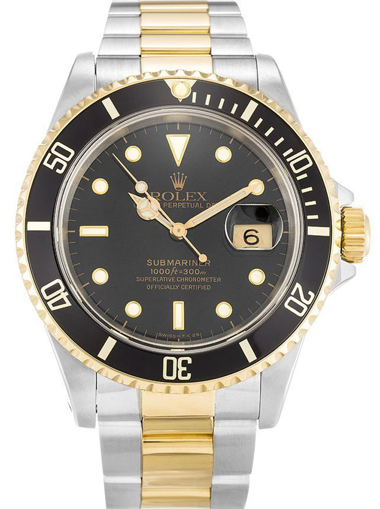 Replica Rolex Submariner Yellow Gold & Stainless Steel Black 40mm Dial Oyster Bracelet 16613