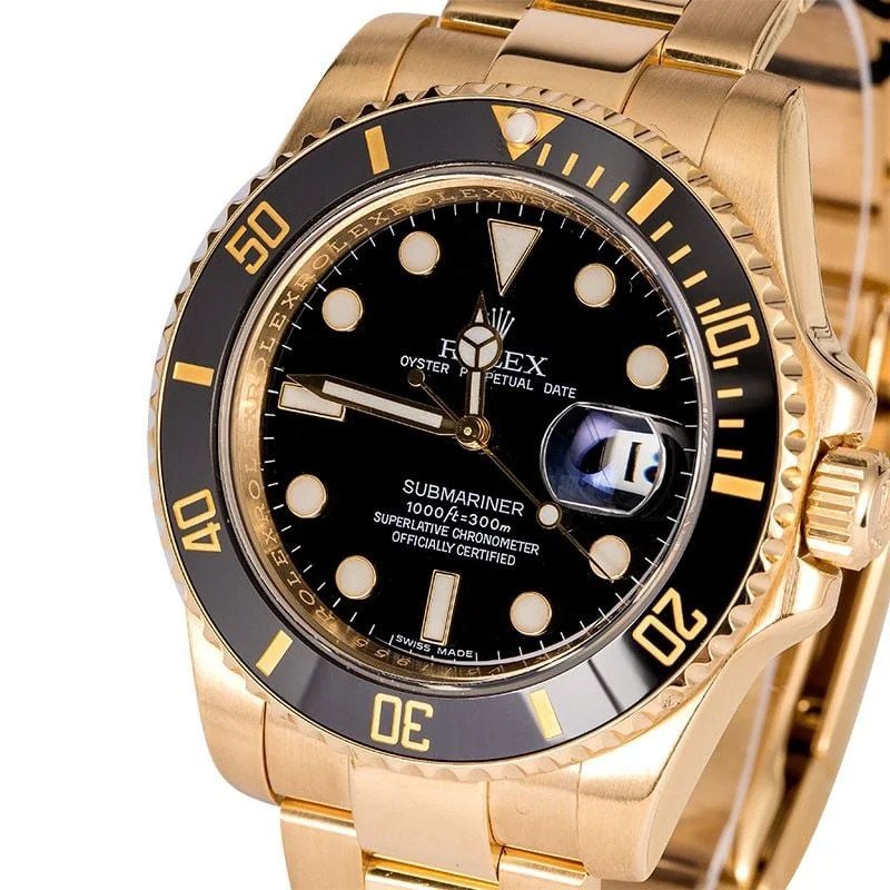 SuperClone Rolex Submariner Date Yellow Gold 40mm Black Dial 116618LN