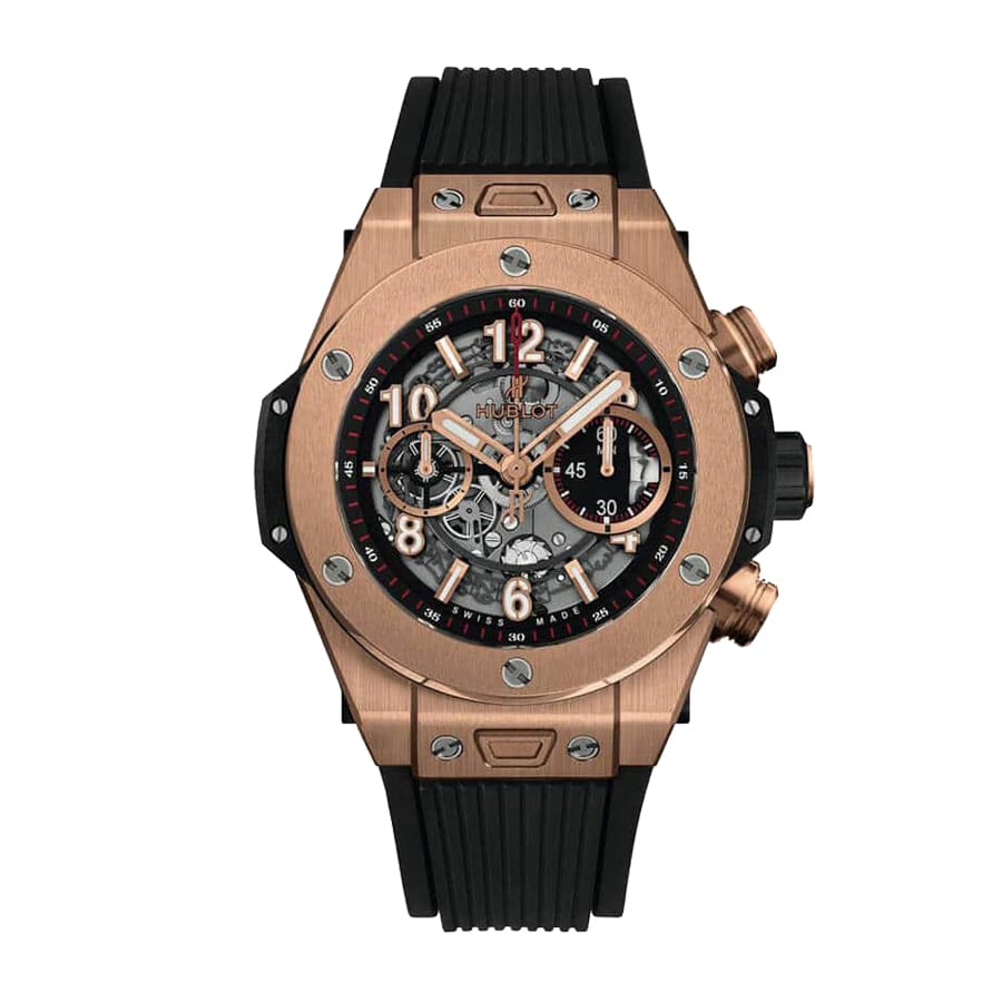 Hublot Big Bang Unico Chronograph King Gold 42mm Skeleton Dial Rubber Strap 441.OX.1180.RX