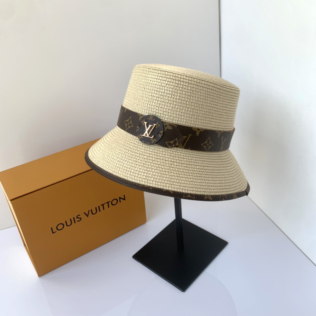 Monogram Belt Straw Bucket Hat