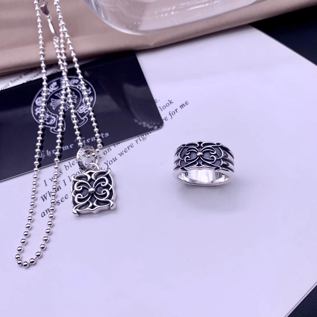 C*hrome Hearts Sterling silver iris ring vintage craft for men and women