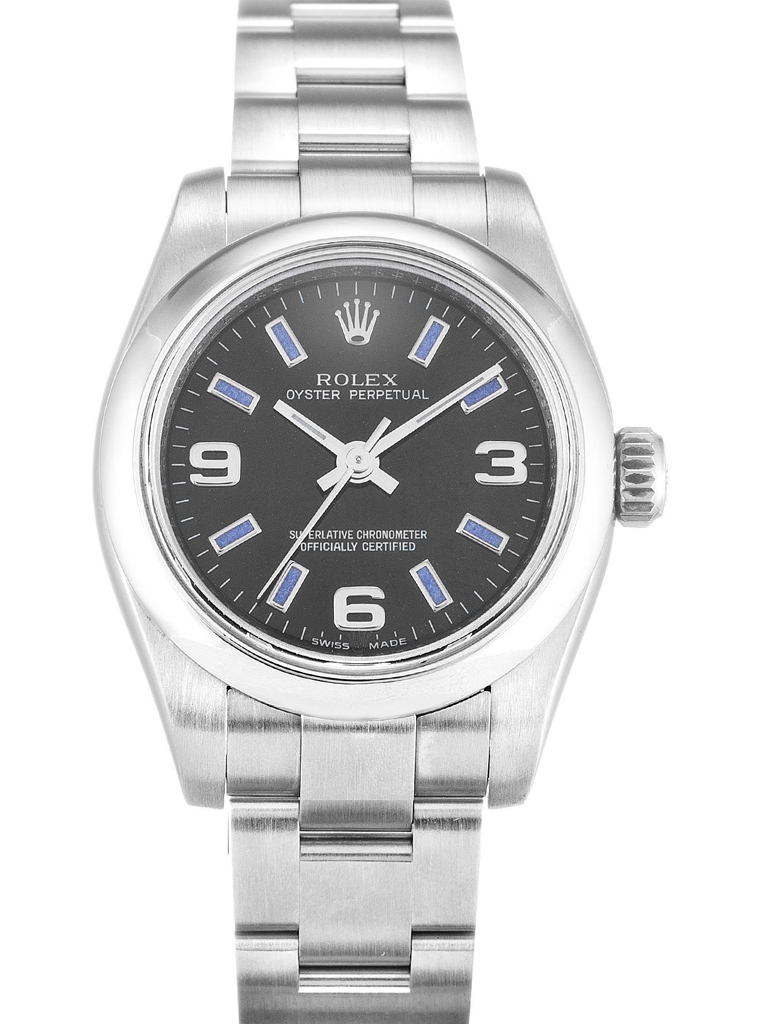 Replica Rolex Oyster Perpetual Lady 26mm Black Dial 176200