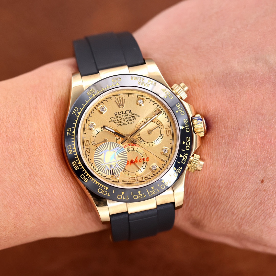 Clone Rolex Daytona 116518LN Diamond Champagne Dial OysterFlex